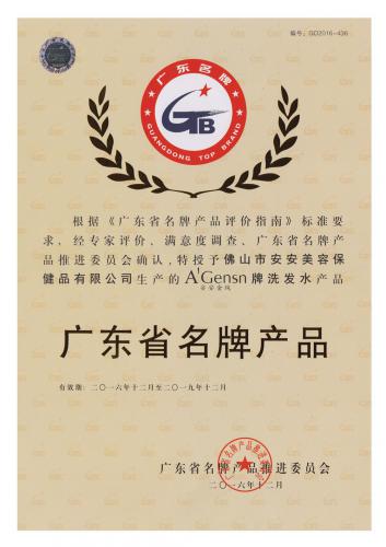 2016-2019尊龙凯时金纯获“广东省名牌产品”称呼